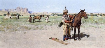  americano Pintura al %C3%B3leo - Ensillando a los nativos americanos de las Indias Occidentales Henry Farny